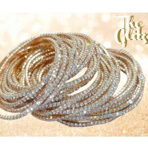 " The Glitz "12 Rhinestone Stacking Stack Bracelets – Sparkle